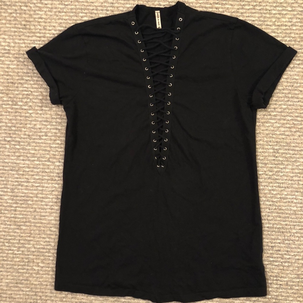 LF Black Lace-up T-shirt